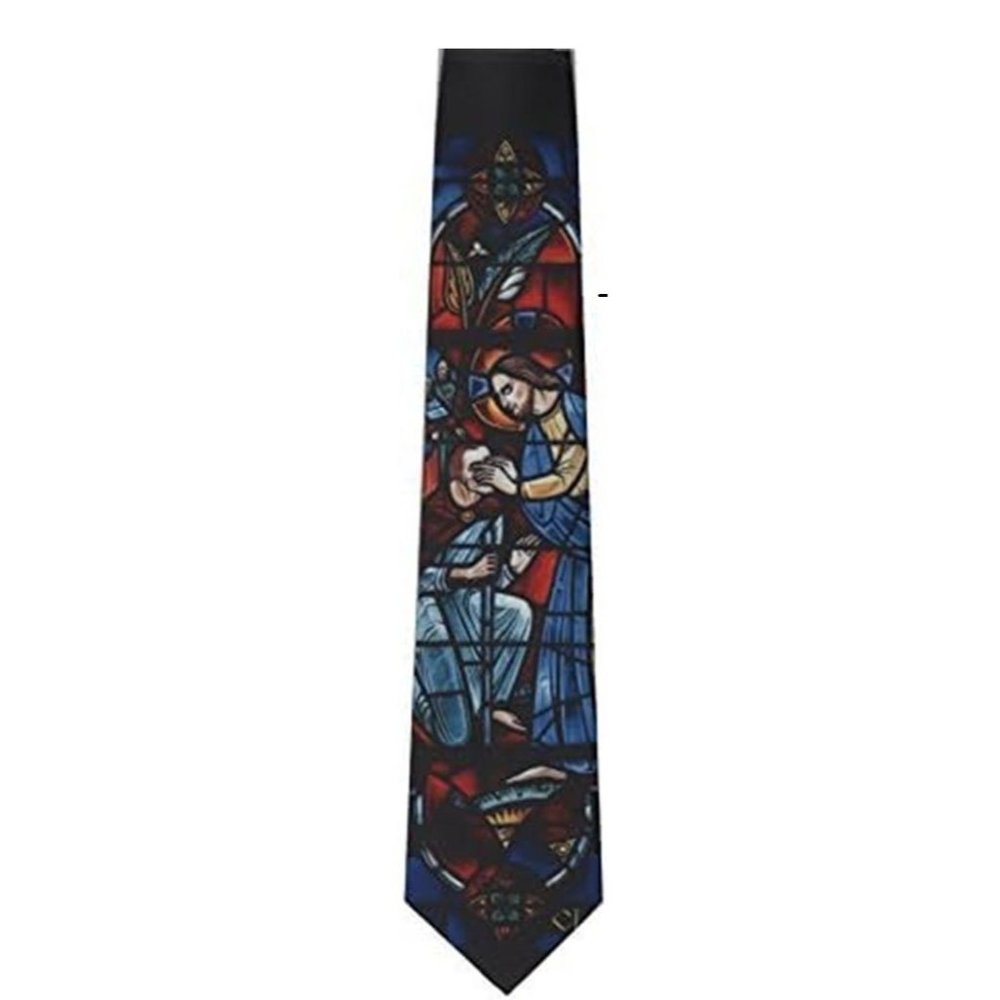 Jacob Alexander Men's Zipper Neck Tie -  Stained Glass Jesus Healing a Blind Man